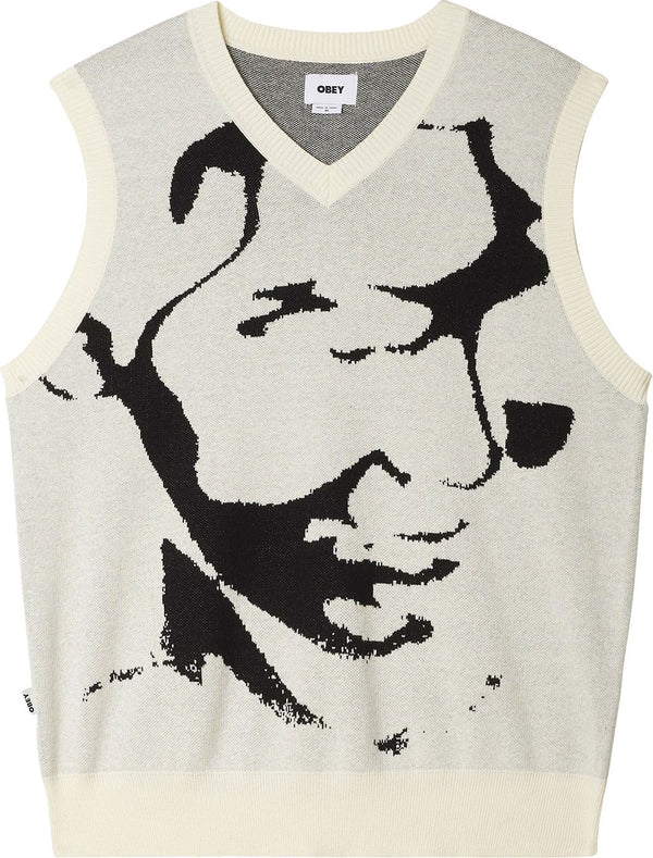 Obey gilet Defaced Vest Sweater unbleached multi