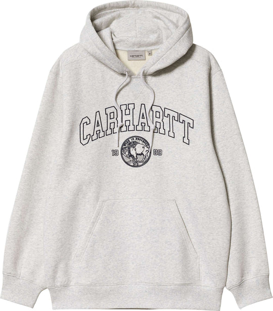  Carhartt Wip Felpa Hooded Coin Sweat Ash Heather Atom Blue Uomo Grigio