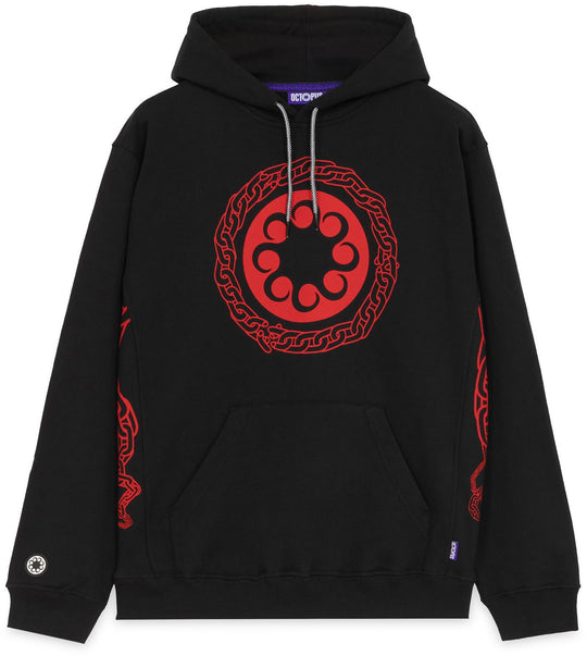  Octopus Felpa Chain Logo Hoodie Black Uomo Nero