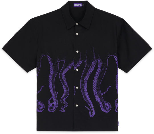  Octopus Camicia Outline Shirt Black Purple Uomo Nero