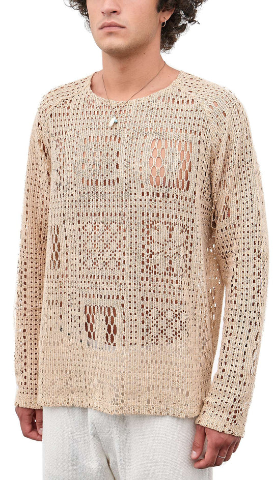  The Silted Company Maglia Crochet L/s Cord Uomo Beige