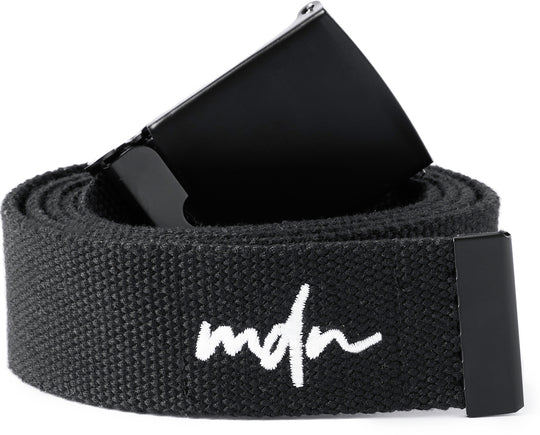  Mdn Cinta Logo Embroidered Belt Black Uomo Nero