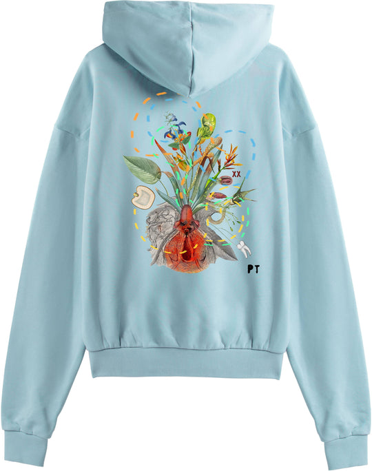  Mdn X Paola Tassetti Felpa Feconda Floridus Hoodie Beryl Blue Uomo Celeste