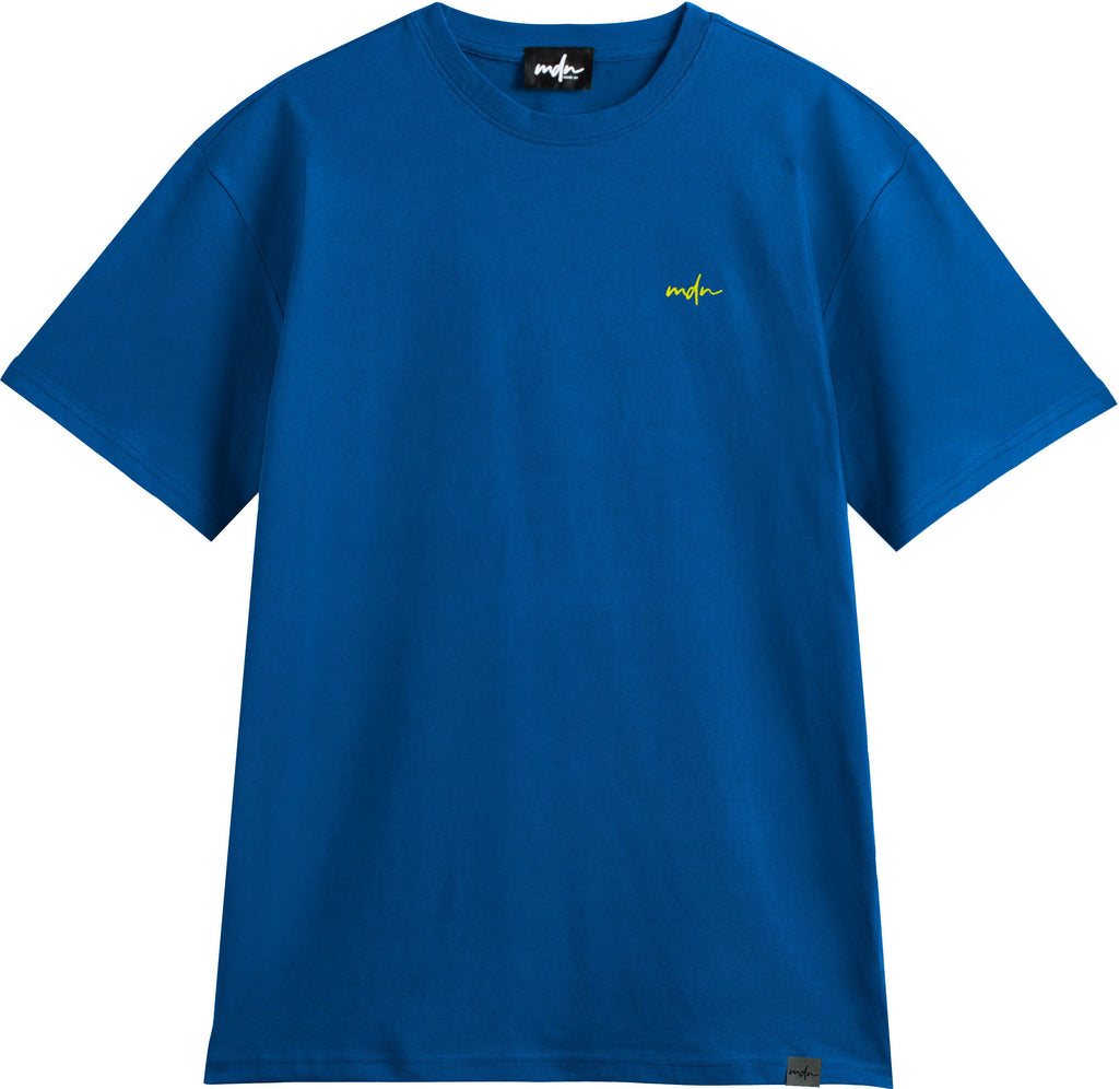  Mdn T-shirt Basic Logo Embroidered Tee Coblat Blue Yellow Uomo - 1