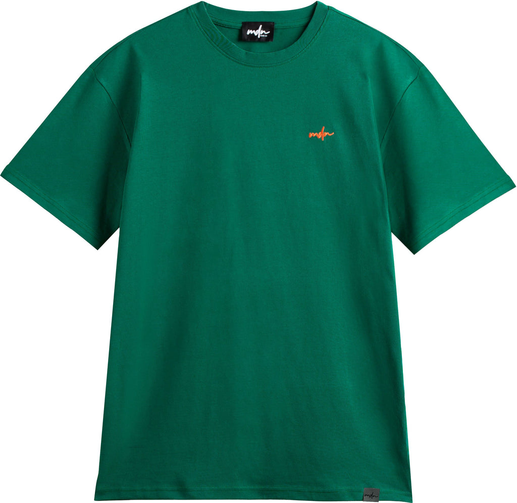  Mdn T-shirt Basic Logo Embroidered Tee Green Orange Verde Uomo - 1