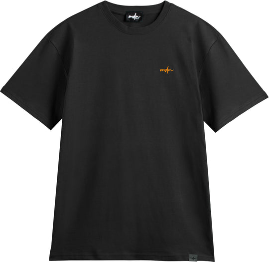  Mdn T-shirt Basic Logo Embroidered Tee Black Orange Uomo Nero