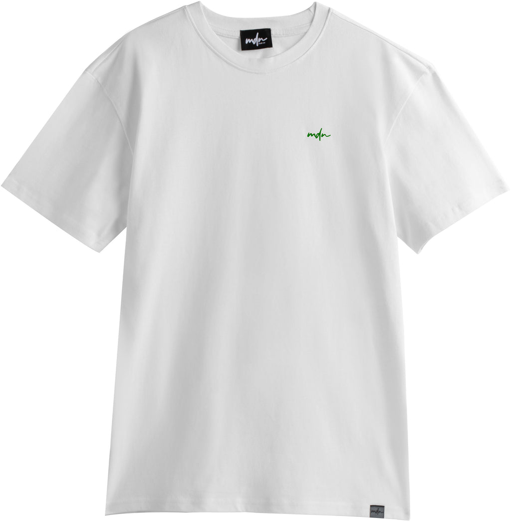 Mdn T-shirt Basic Logo Embroidered Tee White Green Bianco Uomo - 1