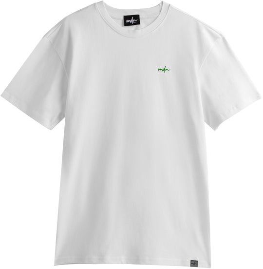  Mdn T-shirt Basic Logo Embroidered Tee White Green Uomo Bianco