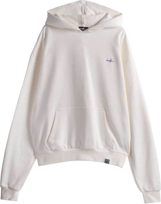  Mdn Felpa Basic Logo Embroidered Hoodie Off White Lilac Uomo Bianco