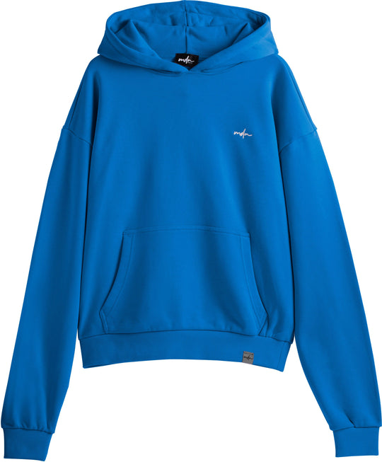  Mdn Felpa Basic Logo Embroidered Hoodie Cobalt Blue White Uomo