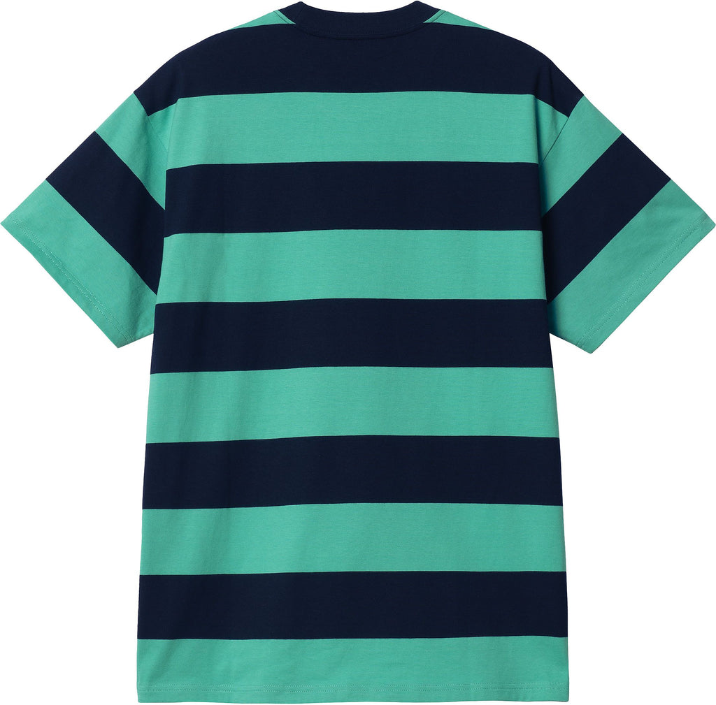  Carhartt Wip T-shirt S/s Dampier Stripe Tee Dark Navy Aqua Green Multicolore Uomo - 2