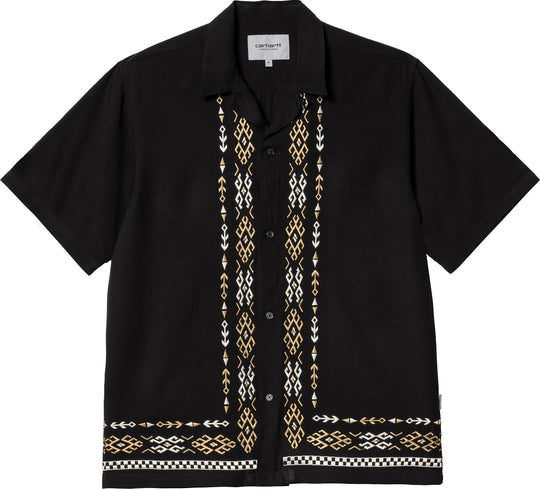  Carhartt Wip Camicia S/s Coba Shirt Viscose Black Uomo Nero