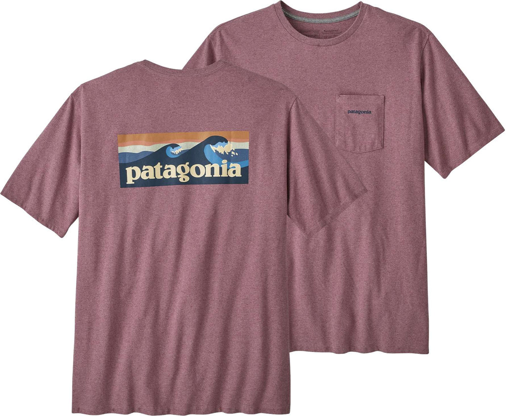  Patagonia T-shirt Men's Boardshort Logo Pocket Responsibili Tee Evening Mauve Rosa Uomo - 3
