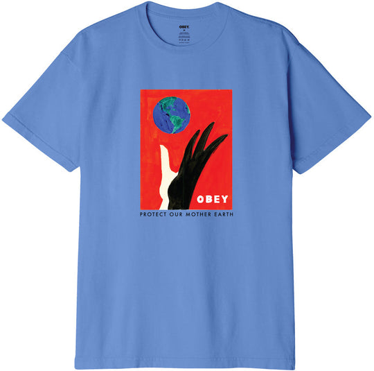  Obey T-shirt Protect Our Mother Earth Organic Tee Tranquil Blue Uomo