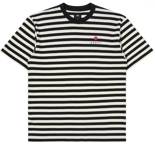  Edwin T-shirt Basic Stipe Ts Black White Uomo Nero