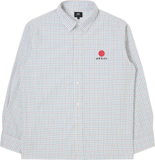  Edwin Camicia Red Dot Shirt Ls Azure Blue Aster Uomo Multicolore