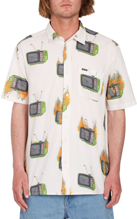  Volcom Camicia J Hager Woven Ss Whitecap Grey Uomo Bianco