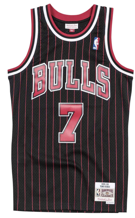  Mitchell & Ness Canotta Nba Swingman Jersey Chicago Bulls 95-96 Toni Kukoc Black Stripes Mitchell E Ness Uomo Nero
