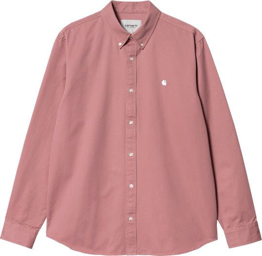 Carhartt Wip Camicia L/s Madison Shirt Dahlia White Uomo Rosa