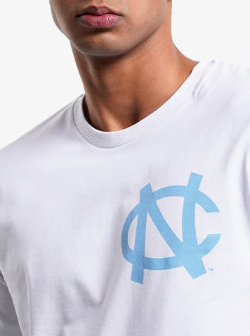  Mitchell E Ness Mitchell & Ness T-shirt Ncaa Large Left Chest Logo Tee North Carolina Bianco Uomo - 2