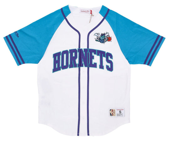  Mitchell & Ness Camicia Practice Day Button Front Jersey Charlotte Hornets Mitchell E Ness Uomo Bianco