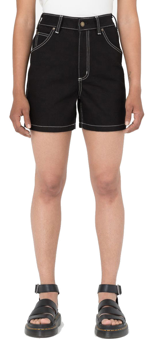  Dickies Short W Denim Rinsed Denim Black Donna Nero