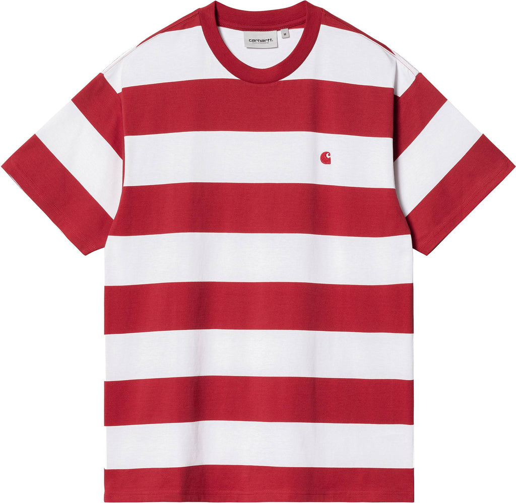  Carhartt Wip T-shirt Ss Dampier T-shirt Arcade White Rosso Uomo - 1