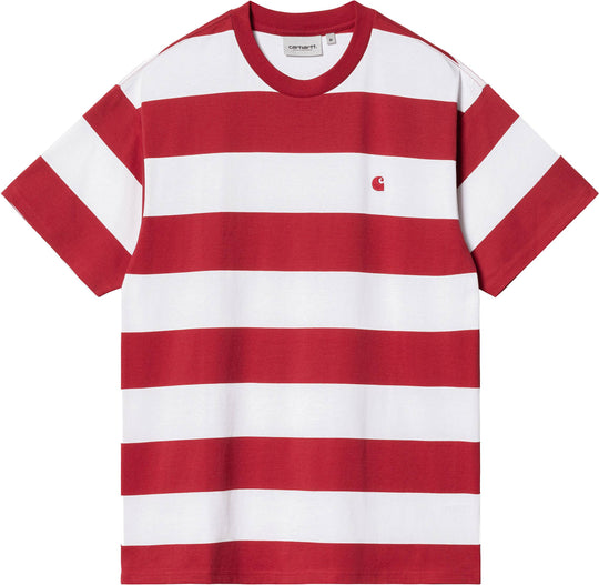  Carhartt Wip T-shirt Ss Dampier T-shirt Arcade White Uomo Rosso