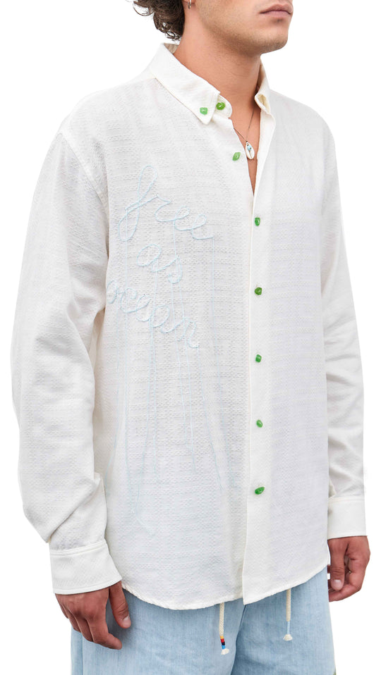  The Silted Company Camicia Ocean Shirt Ls White Uomo Bianco