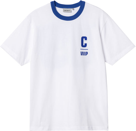  Carhartt Wip T-shirt S/s Ringer Tee White Lazurite Uomo Bianco