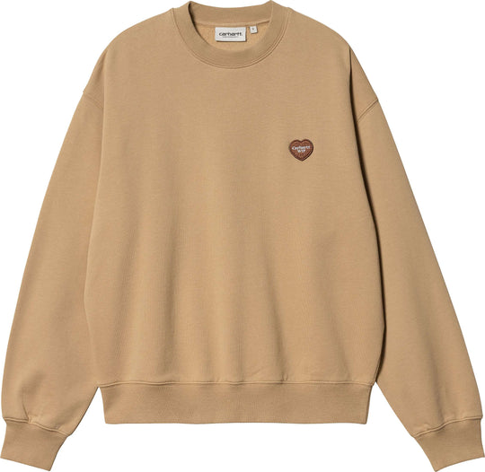  Carhartt Wip Felpa W Heart Patch Sweat Dusty H Brown Donna Beige