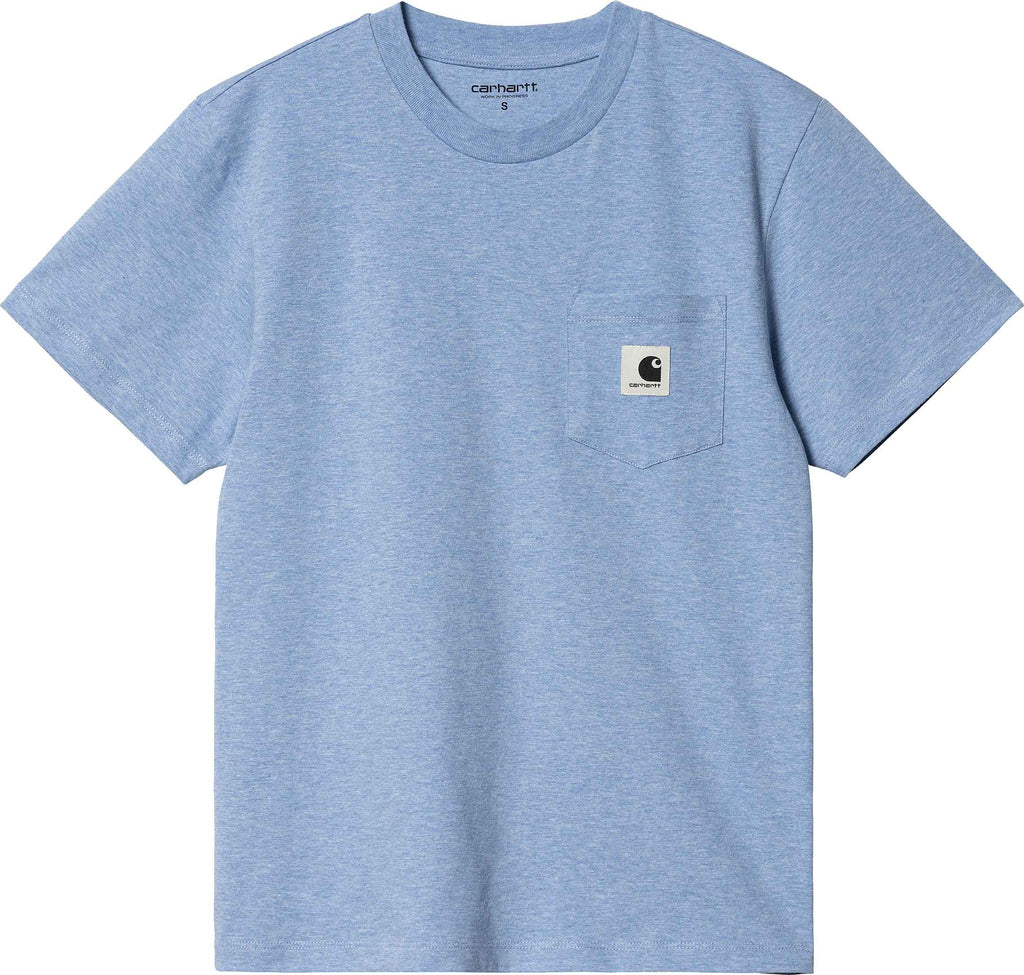  Carhartt Wip T-shirt W S/s Pocket Tee Piscine Heather Blue Donna - 1
