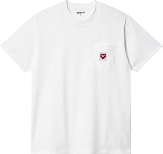  Carhartt Wip T-shirt S/s Pocket Heart Tee White Red Uomo Bianco