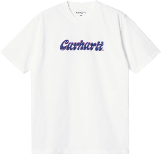  Carhartt Wip T-shirt S/s Liquid Script Tee White Uomo Bianco
