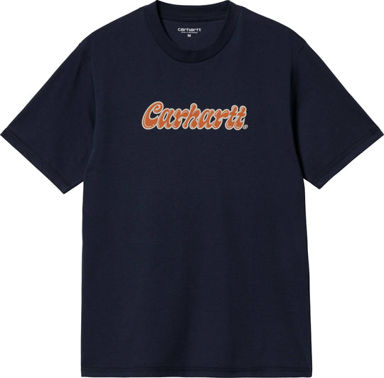 Carhartt Wip T-shirt S/s Liquid Script Tee Blue Uomo