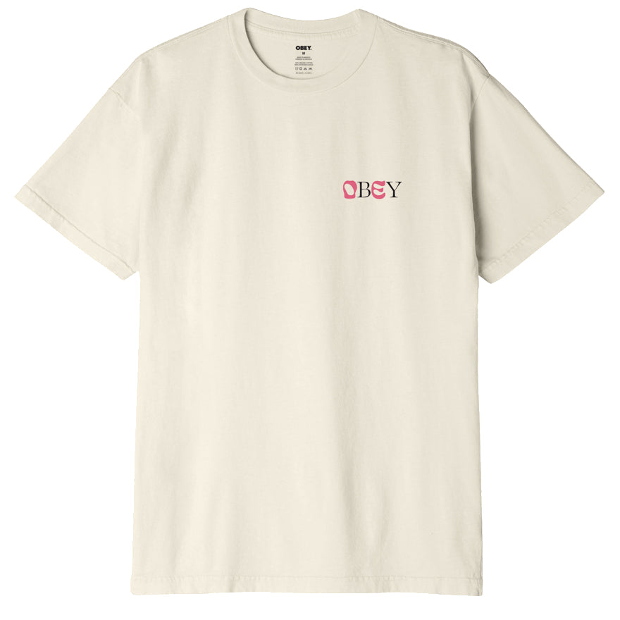  Obey T-shirt Either Or Organic Tee Sago Beige Uomo - 2