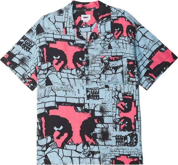 Obey camicia Detector Woven SS sky blue multi