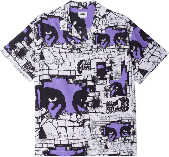  Obey Camicia Detector Woven Ss White Multi Uomo Bianco