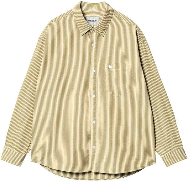 Carhartt Wip camicia L/S Drake Stripe ammonite white