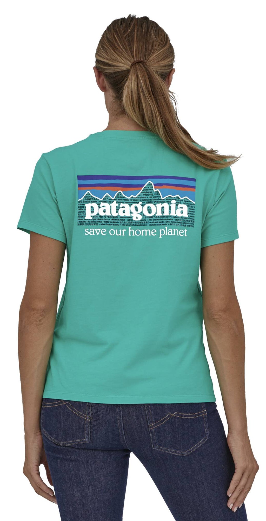  Patagonia T-shirt W's P-6 Mission Organic Tee Fresh Teal Verde Donna - 3