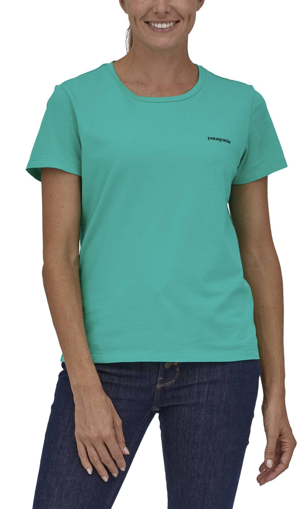  Patagonia T-shirt W's P-6 Mission Organic Tee Fresh Teal Verde Donna - 4