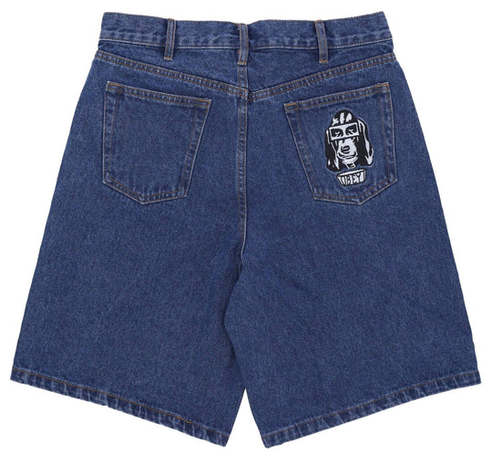  Obey Short Bigwig Baggy Denim Stonewash Indigo Uomo Blue
