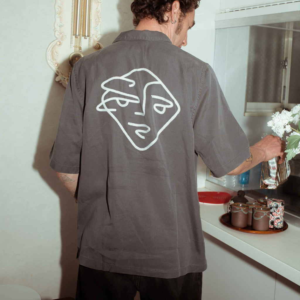  Polar Skate Co. Camicia Diamond Face Bow Ling Shirt Graphite Grigio Uomo - 5