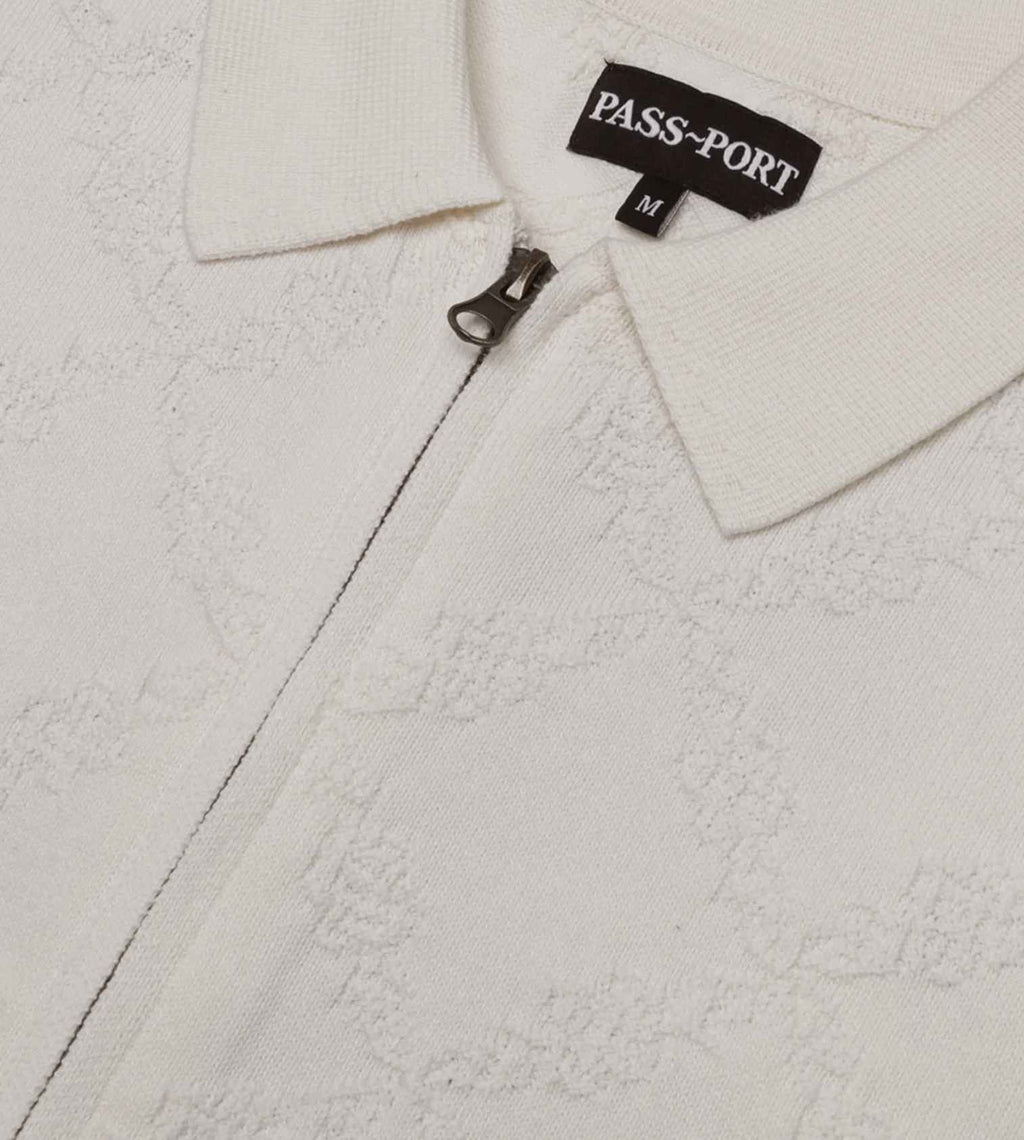  Pass-port T-shirt Ls Brasco Zip Knit Cream Beige Uomo - 2