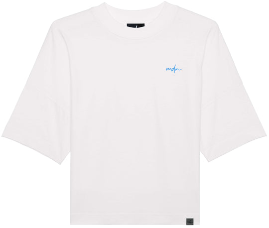  Mdn T-shirt Over Tee White Cobalt Blue Uomo Bianco