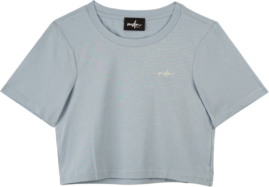  Mdn T-shirt W Crop Tee Berilblue White Donna Celeste