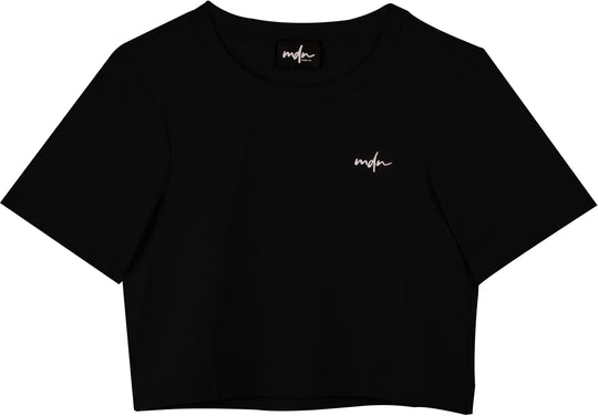  Mdn T-shirt W Crop Tee Black White Donna Nero
