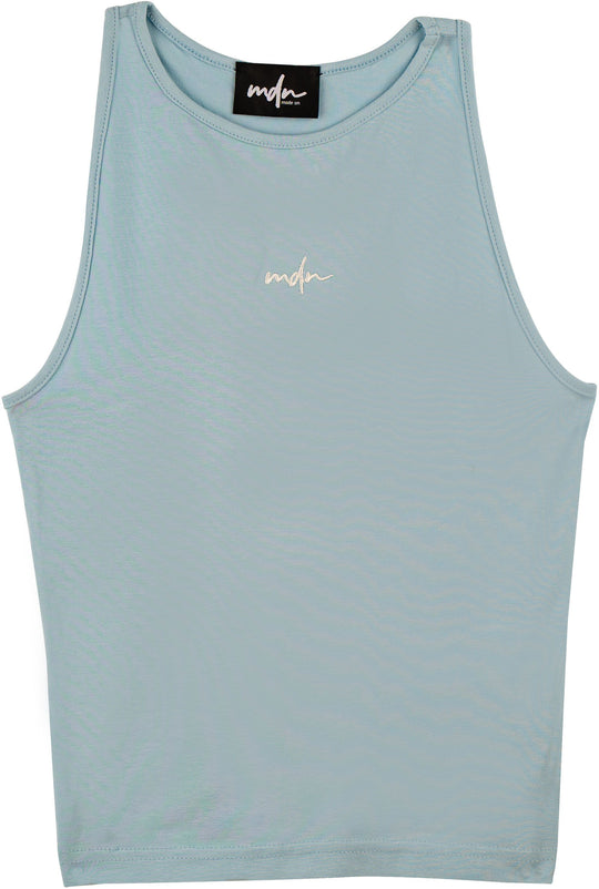  Mdn Canotta W Top Racer Beril Blue White Donna Celeste