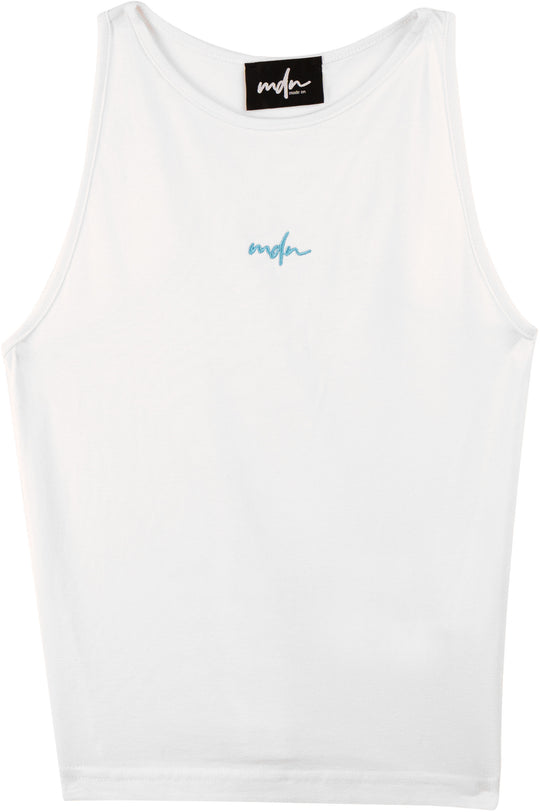  Mdn Canotta W Top Racer White Beril Blue Donna Bianco