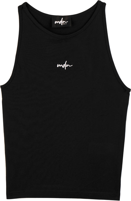  Mdn Canotta W Top Racer Black White Donna Nero